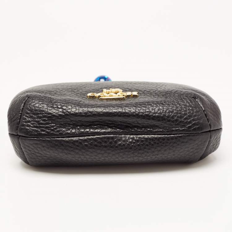 Pre Owned Coach Black Leather Nora Kisslock Coin Purse 