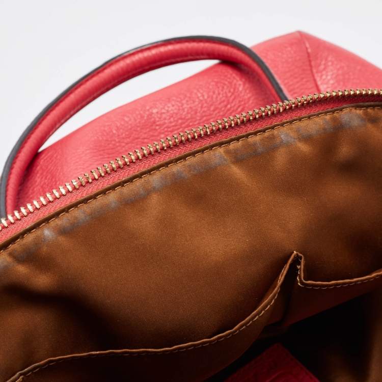 Pre Owned Coach Red Pebbled Leather Prairie Satchel