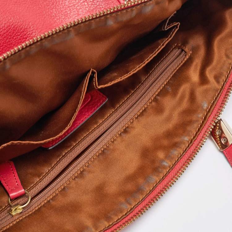 Pre Owned Coach Red Pebbled Leather Prairie Satchel