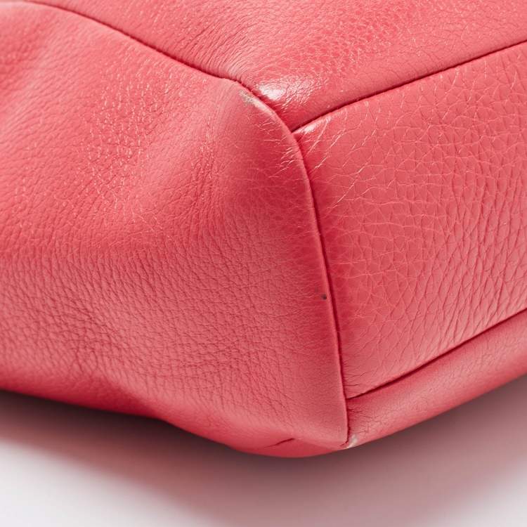 Pre Owned Coach Red Pebbled Leather Prairie Satchel