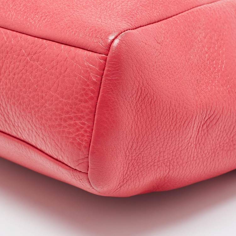 Pre Owned Coach Red Pebbled Leather Prairie Satchel