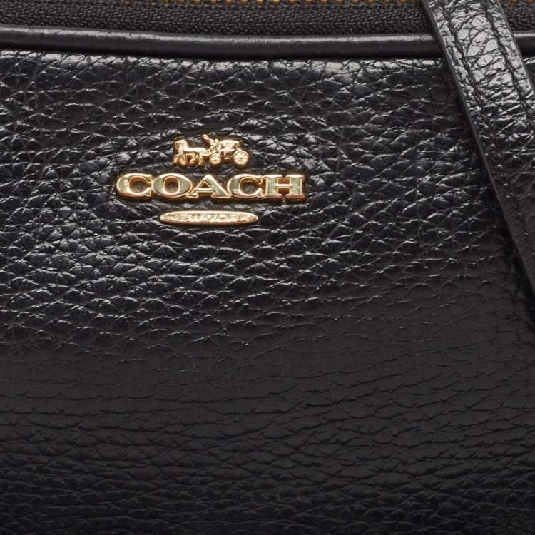 Pre Owned Coach Black Leather Isla Double Zip Camera Crossbody Bag
