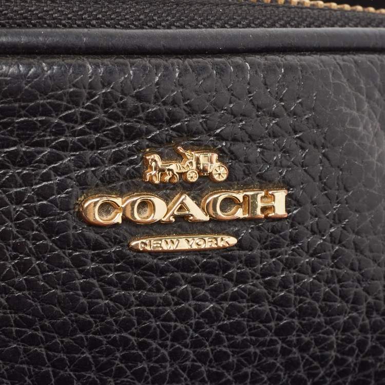 Pre Owned Coach Black Leather Isla Double Zip Camera Crossbody Bag