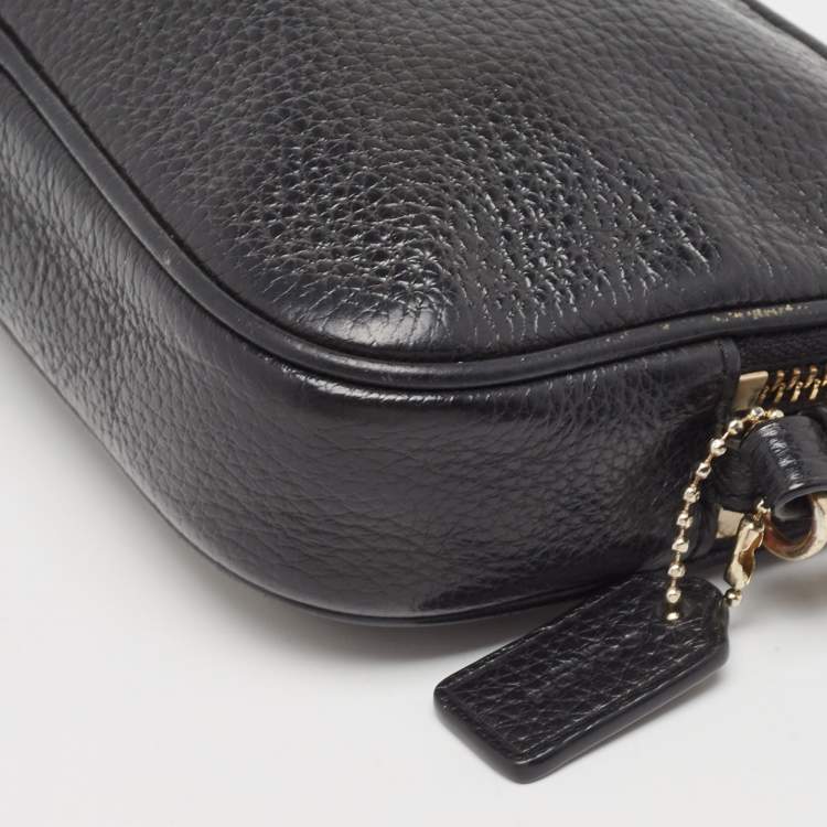 Pre Owned Coach Black Leather Isla Double Zip Camera Crossbody Bag