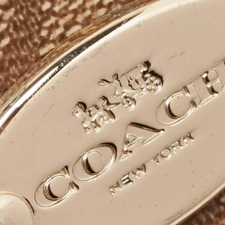 Pre Owned Coach Beige/Tan Signature Canvas And Leather Nolita Chain Clutch 