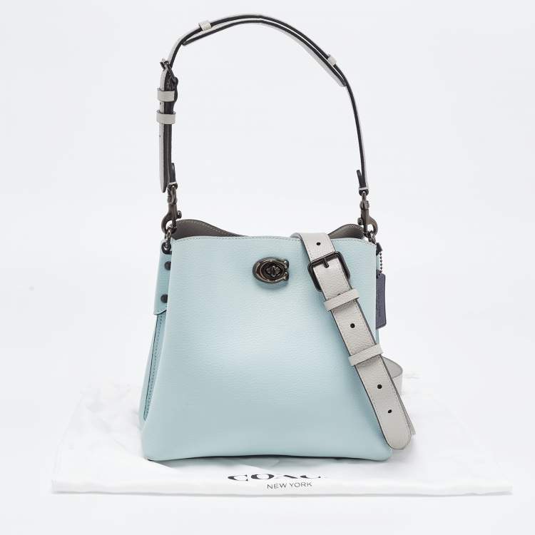 Pre Owned Coach Pale Blue Leather Willow Bucket Bag