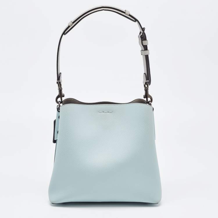 Pre Owned Coach Pale Blue Leather Willow Bucket Bag