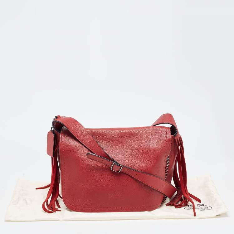 Pre Owned Coach Red Leather Dakotah Messenger Bag