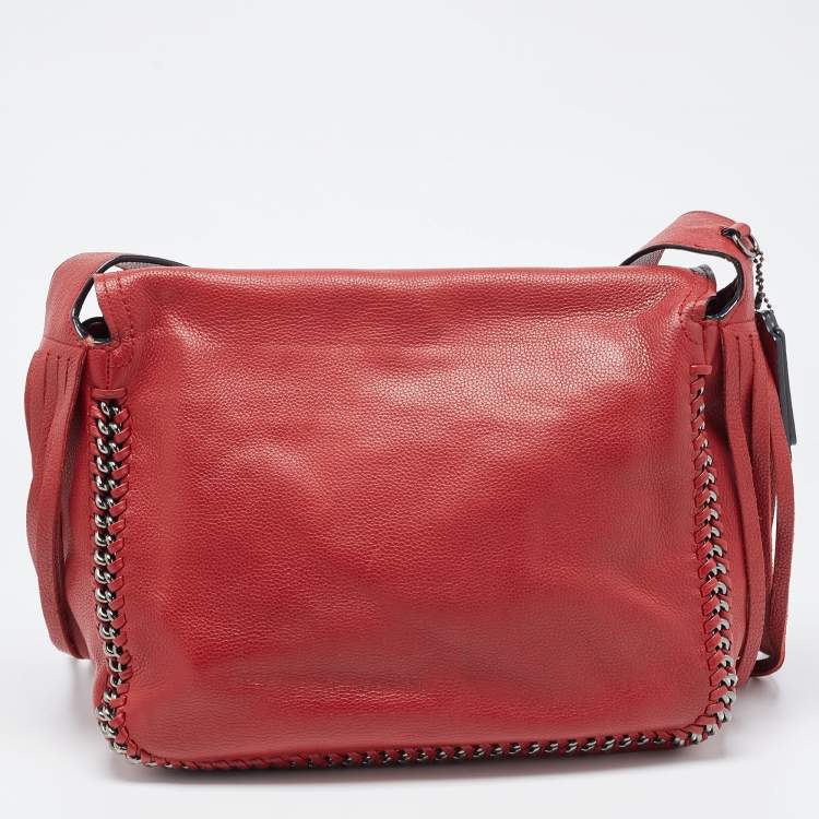 Pre Owned Coach Red Leather Dakotah Messenger Bag
