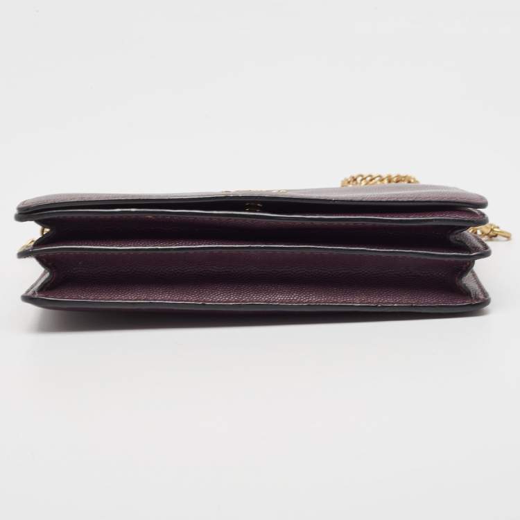 مملوكة مسبقًا Coach Plum Leather Callie Foldover Chain Clutch 