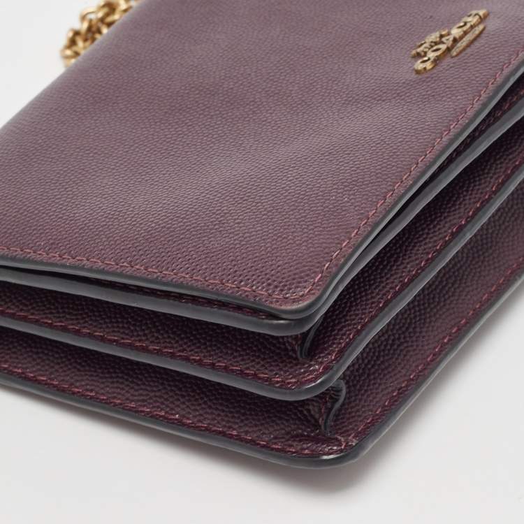 مملوكة مسبقًا Coach Plum Leather Callie Foldover Chain Clutch 