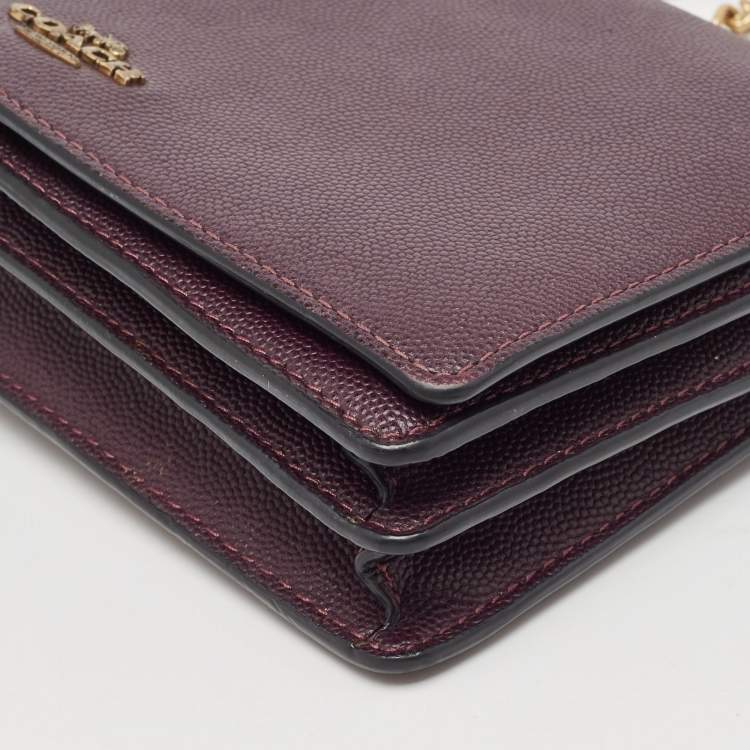 مملوكة مسبقًا Coach Plum Leather Callie Foldover Chain Clutch 