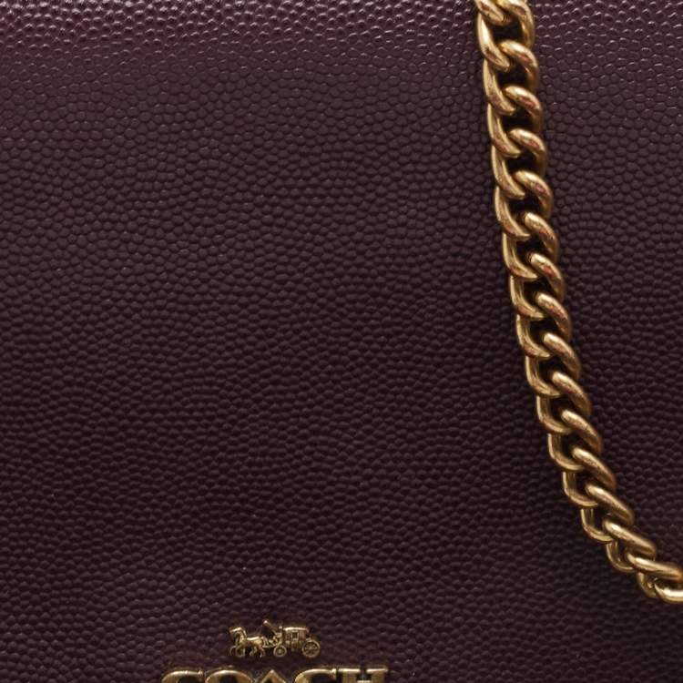 مملوكة مسبقًا Coach Plum Leather Callie Foldover Chain Clutch 