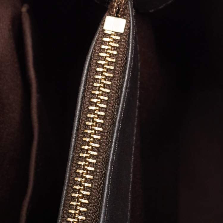 Pre Owned Coach Black/Brown Python Embossed and Leather Margo Carryall Satchel
