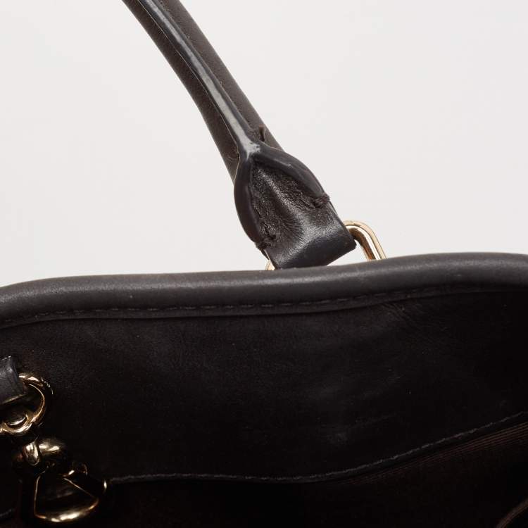 Pre Owned Coach Black/Brown Python Embossed and Leather Margo Carryall Satchel