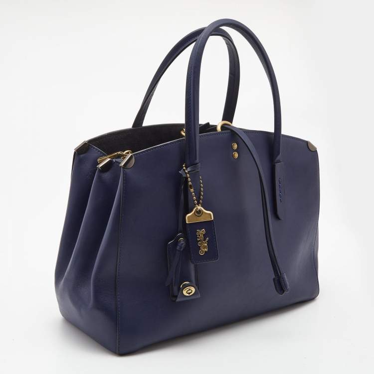 Pre Owned Coach Blue Leather Cooper Carryall Satchel