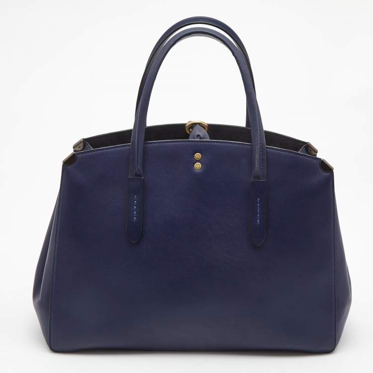 Pre Owned Coach Blue Leather Cooper Carryall Satchel