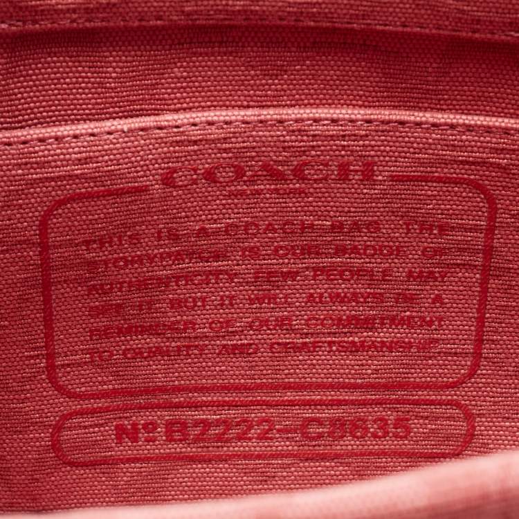 Pre Owned Coach Red/Pink Signature Canvas Spin 27 Tote