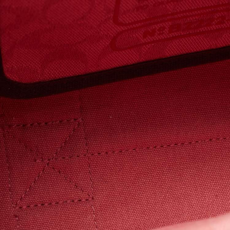 Pre Owned Coach Red/Pink Signature Canvas Spin 27 Tote