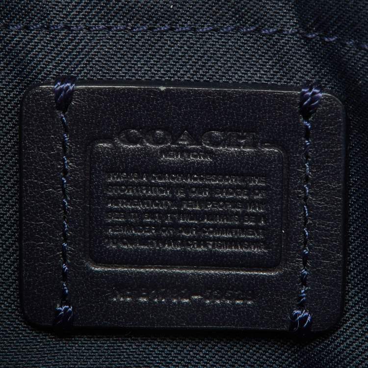 Pre Owned Coach Navy Blue Leather Noa Pop Up Crossbody Bag