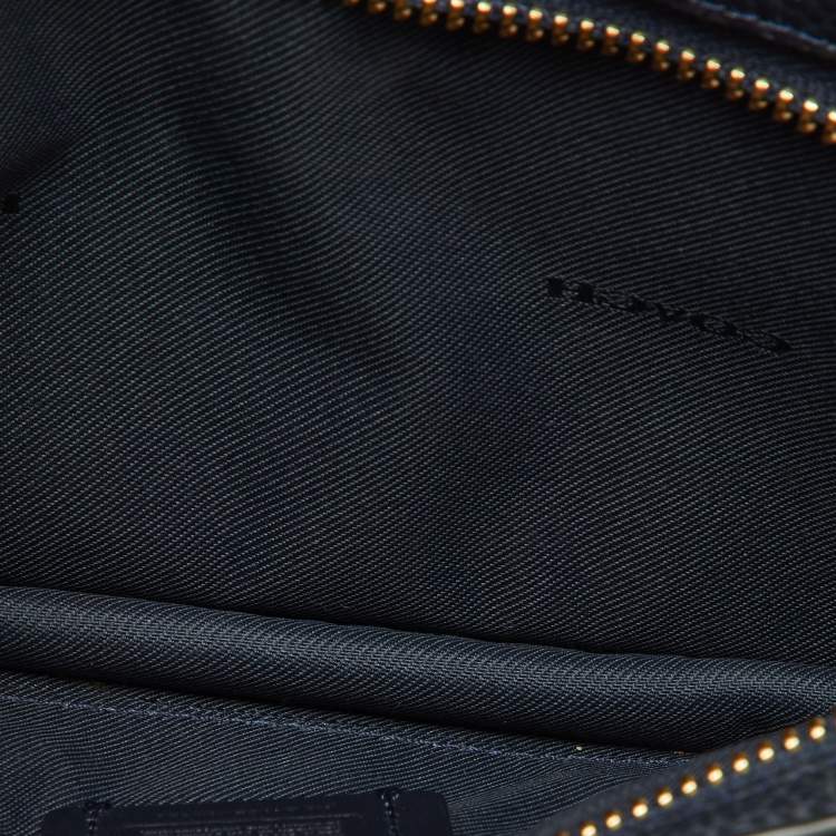 Pre Owned Coach Navy Blue Leather Noa Pop Up Crossbody Bag