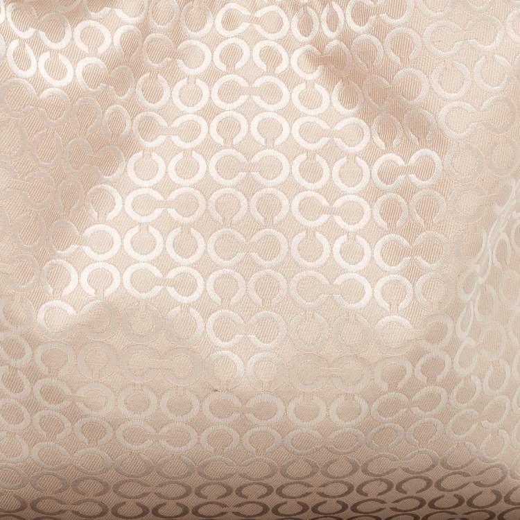 Pre Owned Coach Pink Canvas and Python Embossed Leather Edie Hobo