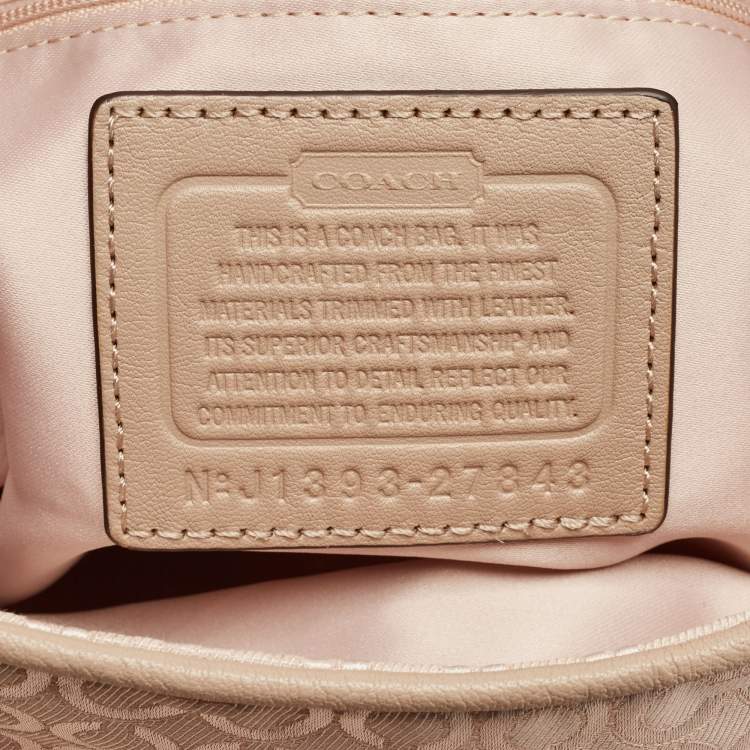 Pre Owned Coach Pink Canvas and Python Embossed Leather Edie Hobo