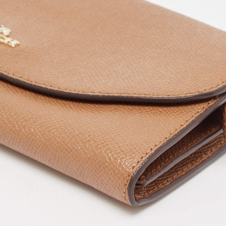 Pre Owned Coach Brown Leather Flap Continental Wallet 