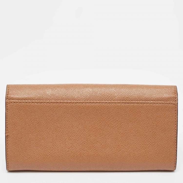 Pre Owned Coach Brown Leather Flap Continental Wallet 