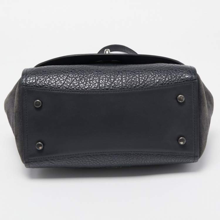 Pre Owned Coach Dark Blue Suede And Leather Crossbody Bag