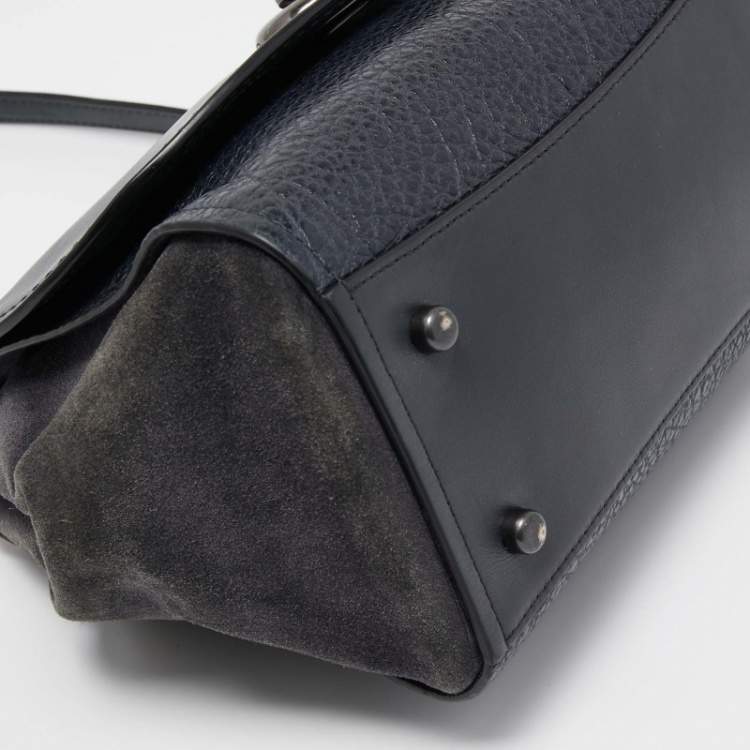 Pre Owned Coach Dark Blue Suede And Leather Crossbody Bag