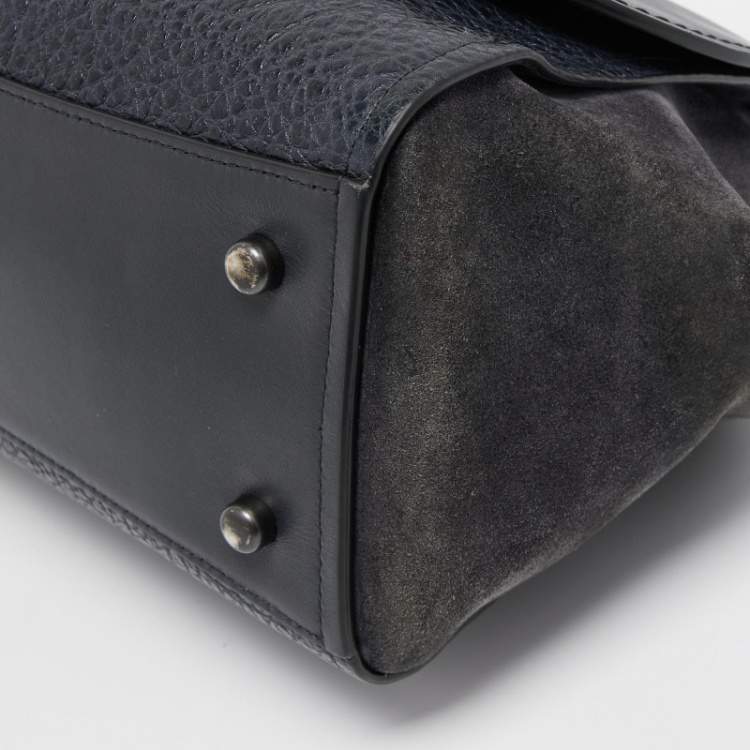 Pre Owned Coach Dark Blue Suede And Leather Crossbody Bag