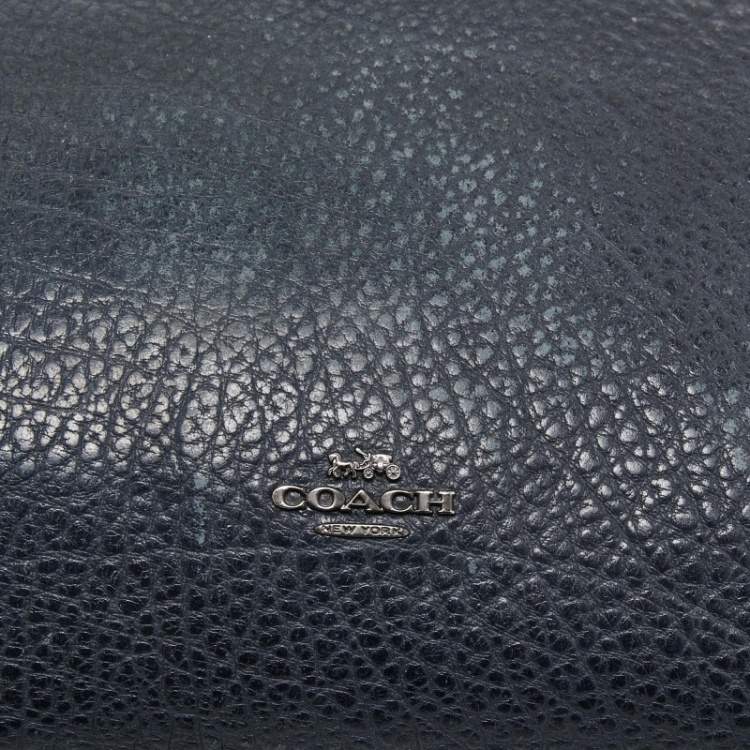 Pre Owned Coach Dark Blue Suede And Leather Crossbody Bag