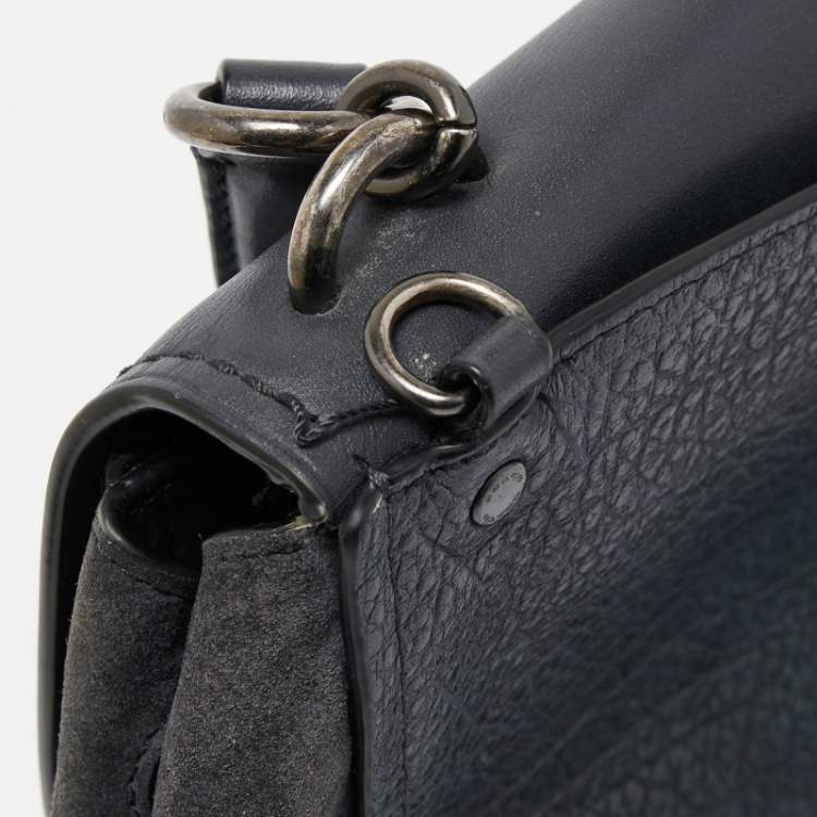 Pre Owned Coach Dark Blue Suede And Leather Crossbody Bag