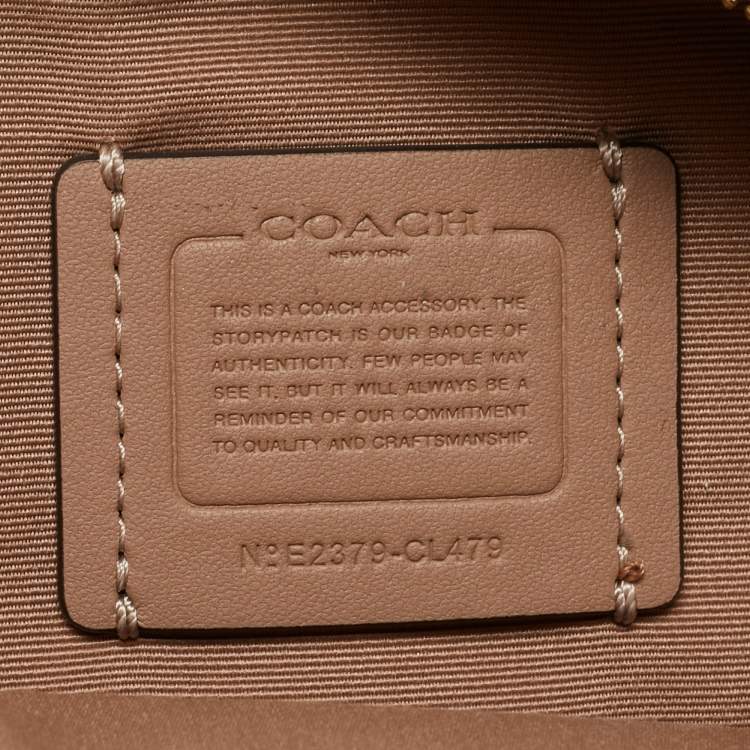 Pre Owned Coach Off White/Black Leather Mini Belt Bag