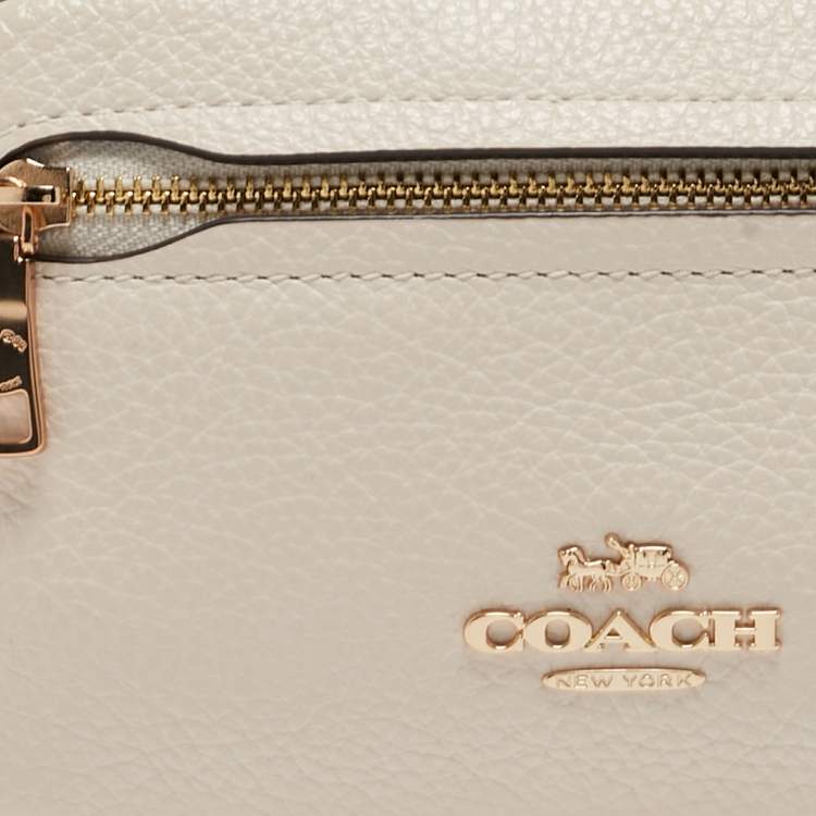 Pre Owned Coach Off White/Black Leather Mini Belt Bag
