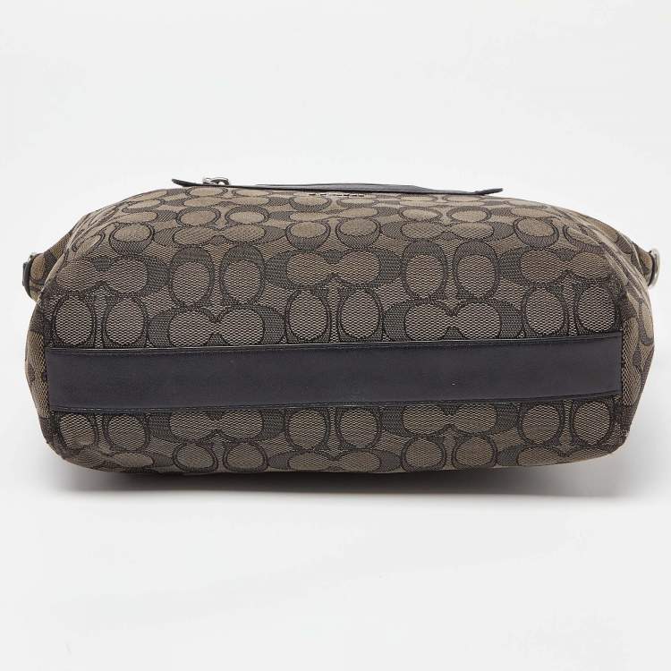 Pre Owned Coach Black/Grey Signature Canvas and Leather Prairie Satchel