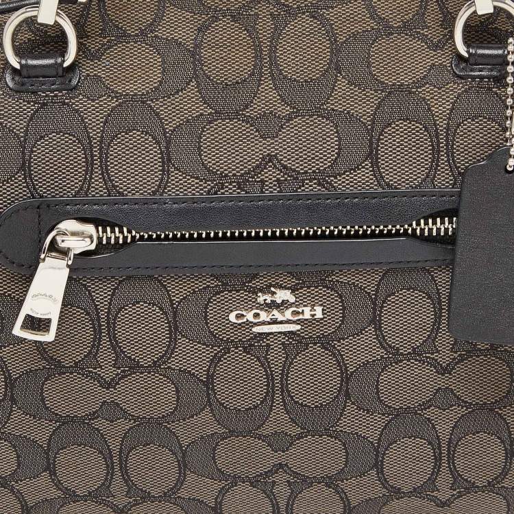 Pre Owned Coach Black/Grey Signature Canvas and Leather Prairie Satchel