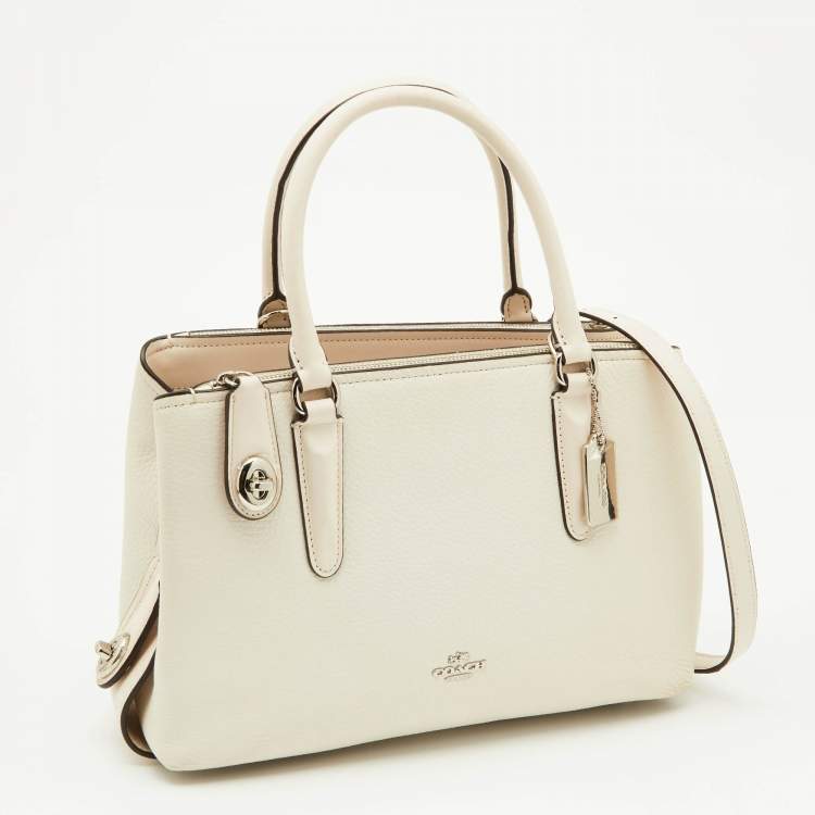 Pre Owned Coach Off White Leather Brooklyn Carryall 28 Tote