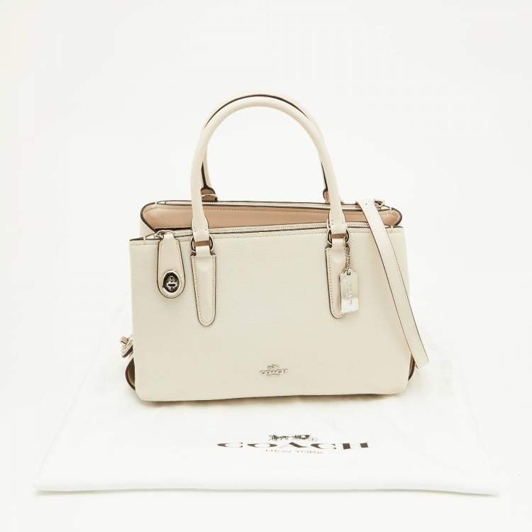 Pre Owned Coach Off White Leather Brooklyn Carryall 28 Tote
