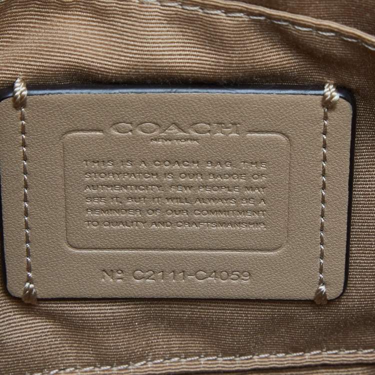 Pre Owned Coach Beige Horse Carriage Print Coated Canvas and Leather Crossbody Bag