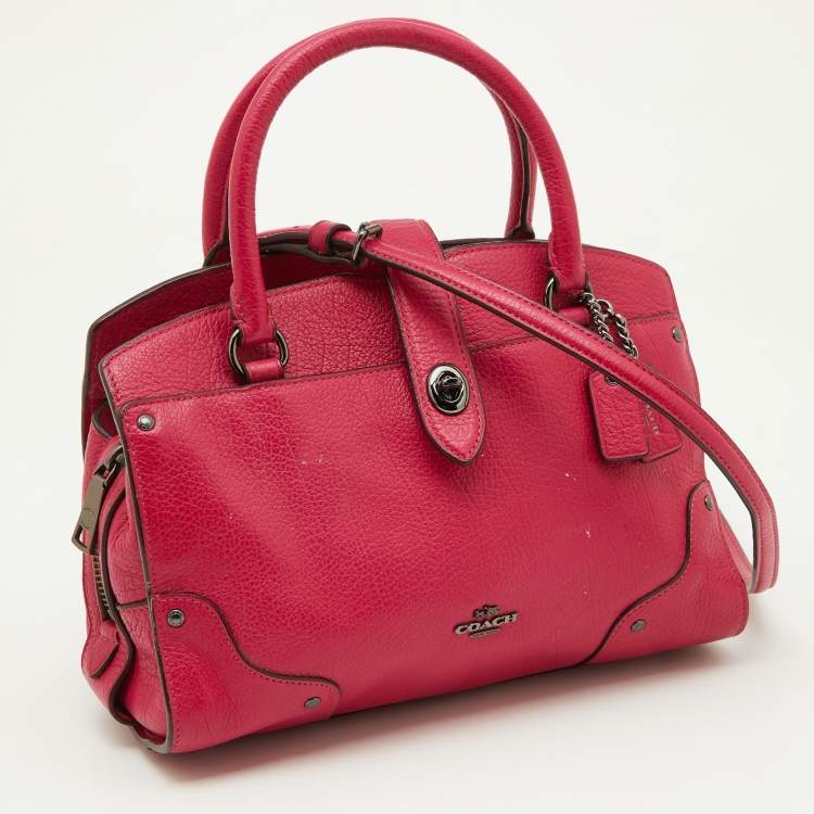 Pre Owned Coach Pink Leather Mercer 24 Satchel