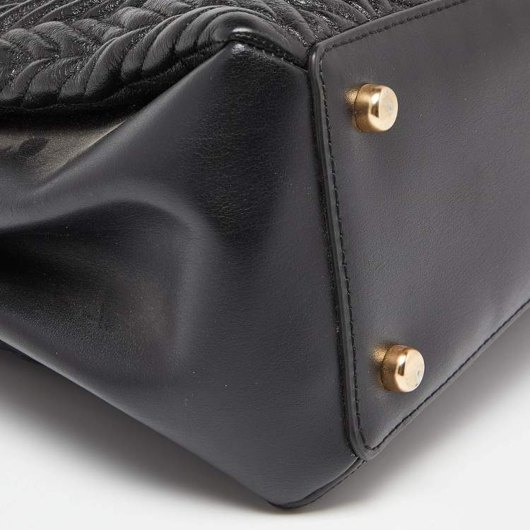 Pre Owned Coach Black Quilted Leather Sage Carryall Satchel