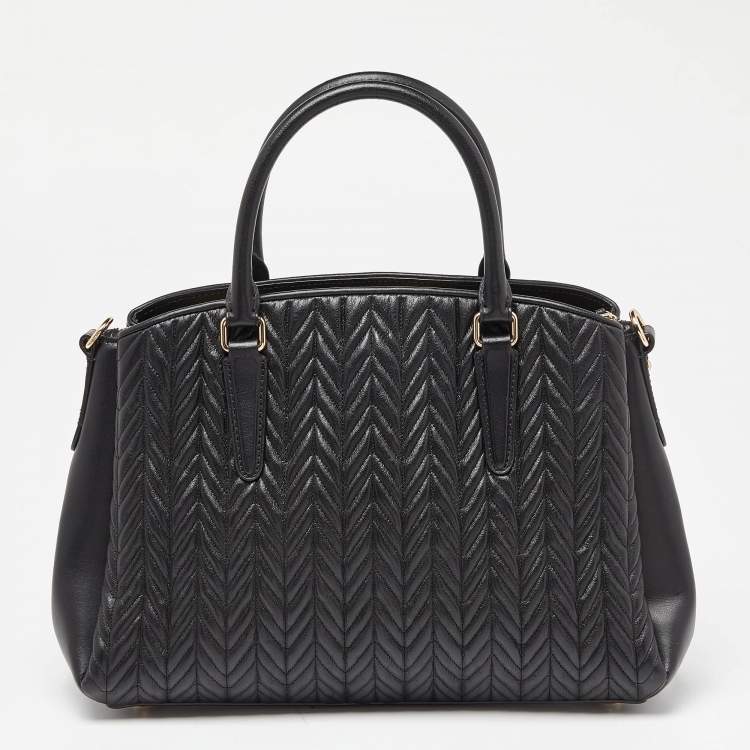 Pre Owned Coach Black Quilted Leather Sage Carryall Satchel