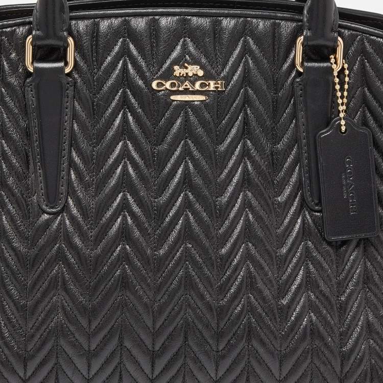 Pre Owned Coach Black Quilted Leather Sage Carryall Satchel