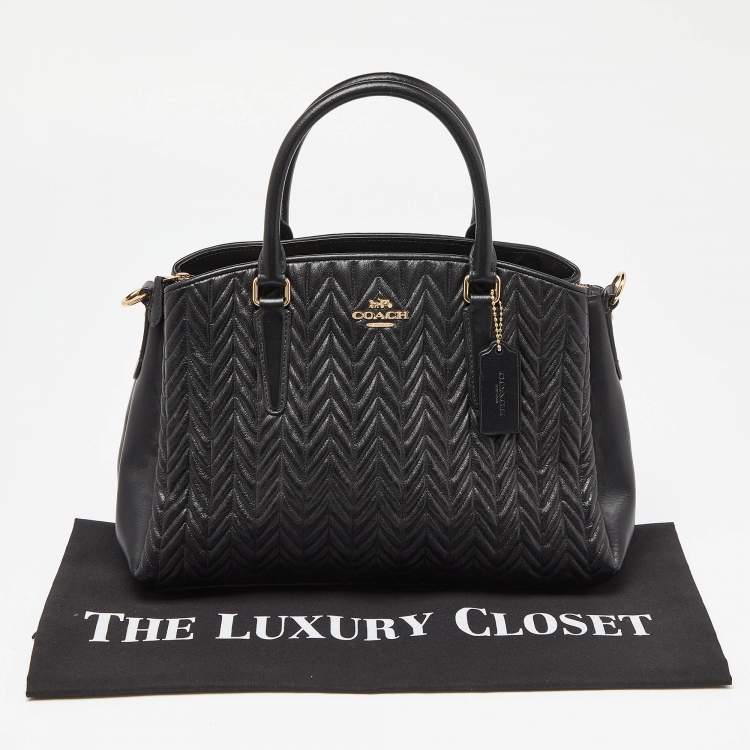 Pre Owned Coach Black Quilted Leather Sage Carryall Satchel