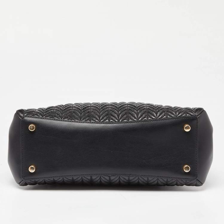 Pre Owned Coach Black Quilted Leather Sage Carryall Satchel
