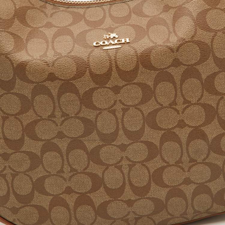 Pre Owned Coach Brown Signature Coated Canvas and Leather Harley Hobo