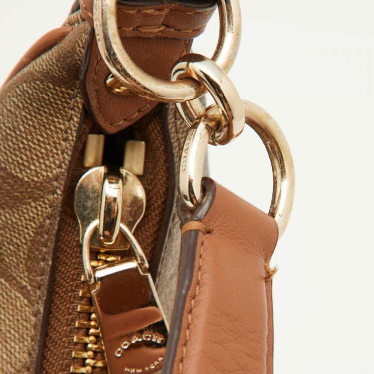 Pre Owned Coach Brown Signature Coated Canvas and Leather Harley Hobo