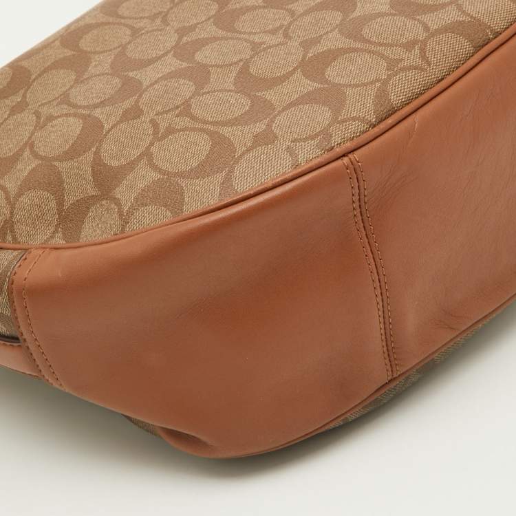 Pre Owned Coach Brown Signature Coated Canvas and Leather Harley Hobo